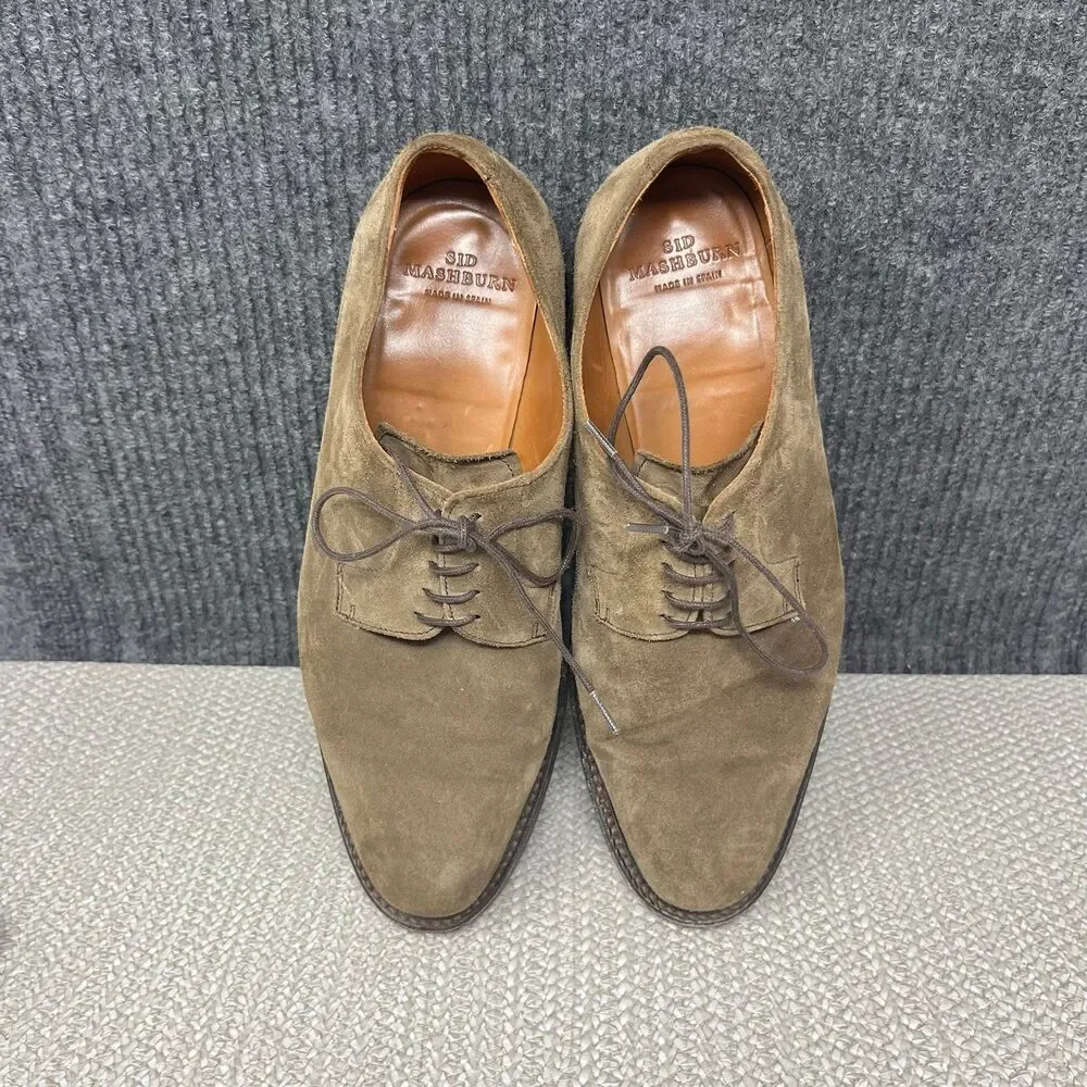Sid Mashburn Five-Eyelet Blucher Chocolate Suede Oxfords Brown Mens 8.5 Dainite